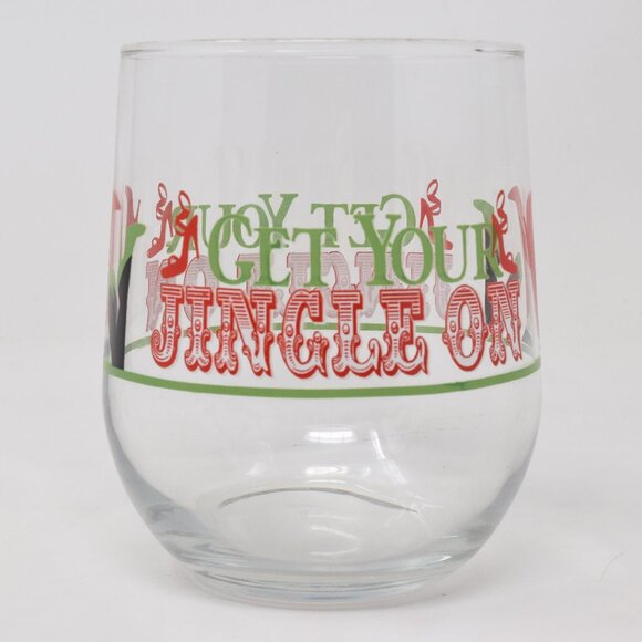 Get Your Jingle On Stemless Wine Glass Cocktails Holiday Christmas 16 oz Festive - Picture 3 of 8